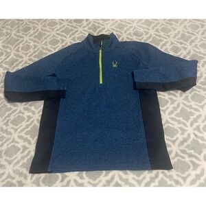 Spyder Men's Blue Black 1/4 Zip Fleece Pullover Athletic Top Size‎ L